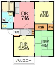 クレール石名坂Bの間取り画像