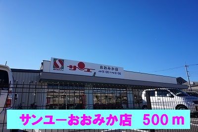 近くのサンユーおおみか店まで500m(徒歩7分)
