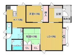 土田貸家（留辺蘂町）の間取り画像