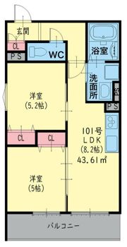 クリエオーレ日之出町の間取り画像