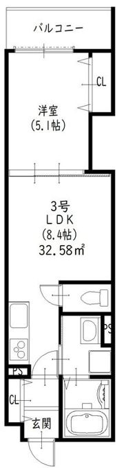 クリエオーレ藤阪中町Iの間取り画像