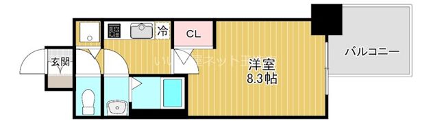 プレサンス谷町九丁目駅前の間取り画像