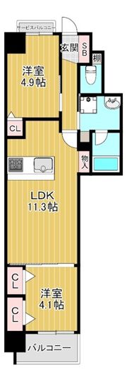 アーバネックス大阪天満宮Iの間取り画像