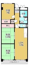 コープ野村扇町の間取り画像