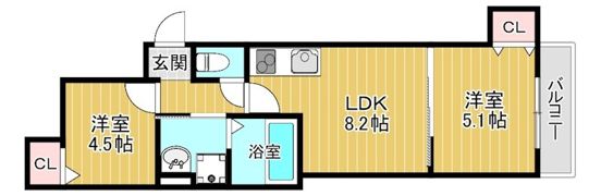 クリエオーレ南江口の間取り画像