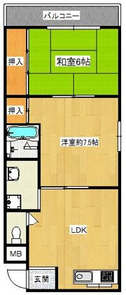 ハイツ勝山南の間取り画像