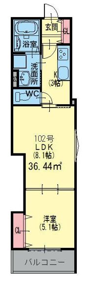 クリエオーレ忍ケ丘の間取り画像