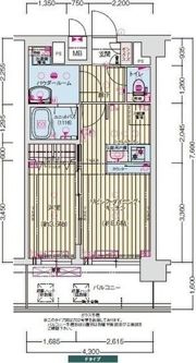 プレサンス京橋GREEN YARDアルミラの間取り画像