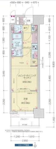 プレサンス堺筋本町エグゼブランの間取り画像