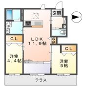 橿原市十市町アパート新築工事の間取り画像