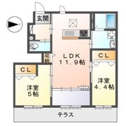 橿原市十市町アパート新築工事の間取り画像