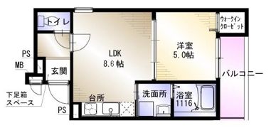 フジ ブロッサム高殿の間取り画像