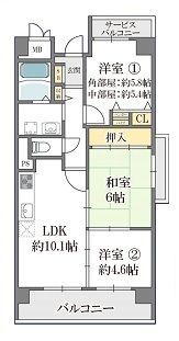 カサグランデ鶴見緑地の間取り画像