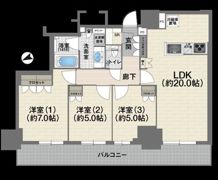 リバーガーデンタワー上町筆ヶ崎の間取り画像