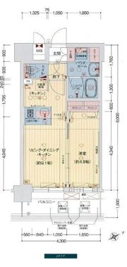 プレサンスOSAKA DOMECITYビーツの間取り画像