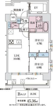 スプランディッド玉造DUEの間取り画像