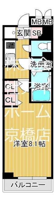 Lasante京橋（旧:エスティメゾン京橋）の間取り画像