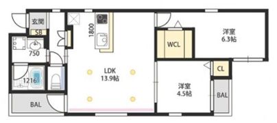ステディ帝塚山の間取り画像