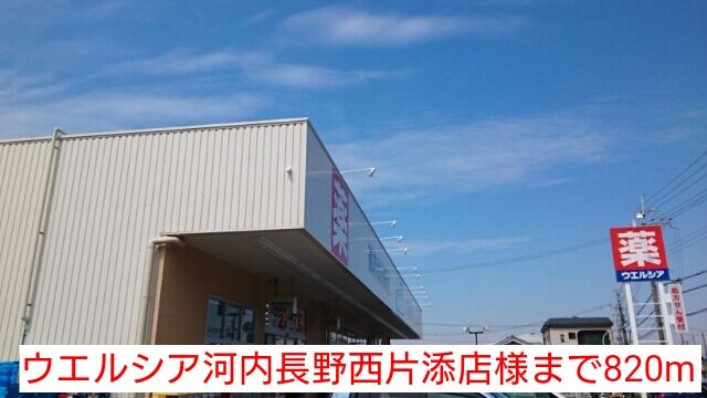 近くのウエルシア河内長野西片添店様まで820m(徒歩11分)