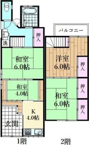 勝山北2丁目6-6 貸家の間取り画像