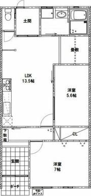 西今川1貸家の間取り画像