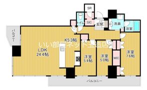 リバーガーデンタワー上町台筆ヶ崎の間取り画像