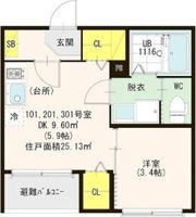 ハーモニーテラス新喜多東の間取り画像