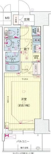プレサンス谷町九丁目駅前の間取り画像