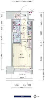 プレサンス上町台筆ヶ崎 NORTHの間取り画像