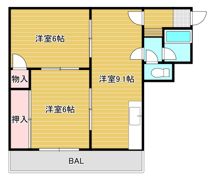 コーポ白樺古市の間取り画像