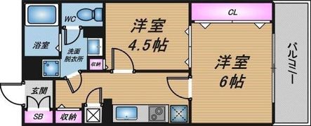 シャトー弁天参番館の間取り画像