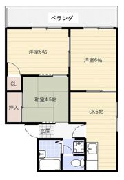 長吉ハイツ出戸－南棟の間取り画像