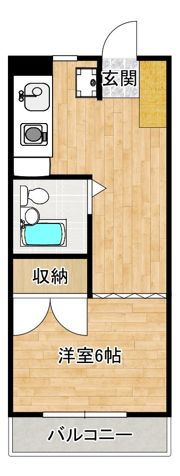【平月見町】カーサ・デラ・ルナ★1DK☆入居3ヶ月半額！の間取り画像
