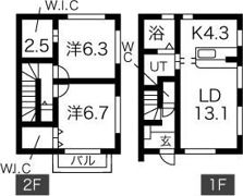 ソラーレ★メゾネットタイプ！★泉町滝尻2LDK物件の間取り画像