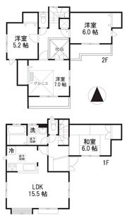 練馬区石神井台3号棟の間取り画像