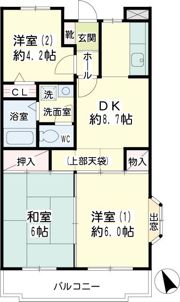 ピボアンヌ北寺尾A棟の間取り画像