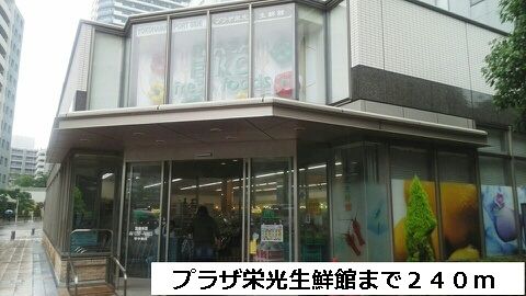 近くのプラザ栄光生鮮館まで240m(徒歩3分)