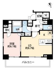 フェルクルール上野根岸701号室の間取り画像