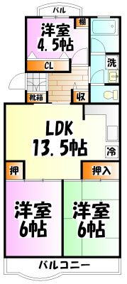 パレスオダワラの間取り画像