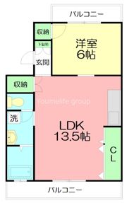 大六天マンションの間取り画像