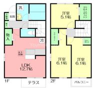 （仮）D-room塚原戸建A棟の間取り画像
