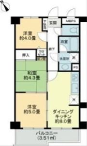 ライオンズマンション小田急相模原第6の間取り画像