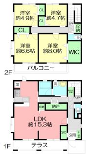 材木座3丁目貸戸建の間取り画像