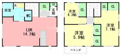 譲原貸家の間取り画像