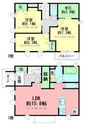 茅ヶ崎市旭が丘13戸建住宅の間取り画像