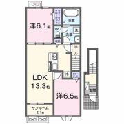 ヒルズ長久 Cの間取り画像