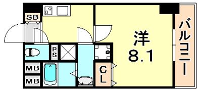 アドバンス三宮2ライズの間取り画像