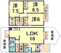 朝山タウンハウス A棟の間取り画像