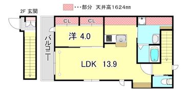 トロワレーブ御影城ノ前の間取り画像