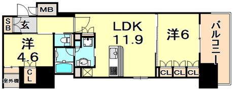 リーガル神戸三宮フラワーロードの間取り画像